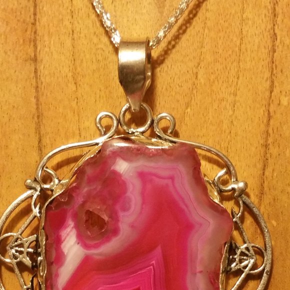 Cherry Druzy Stone wrapped in Silver One of a Kind - Picture 3 of 8